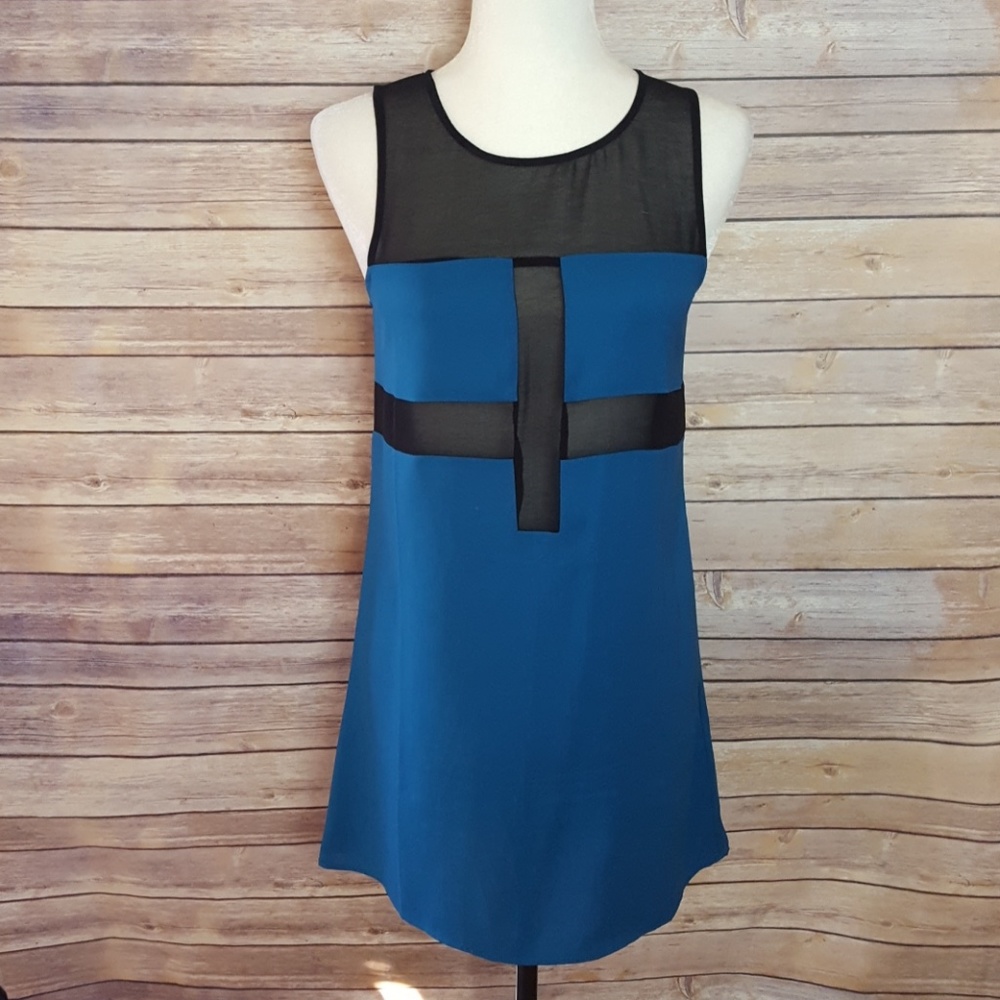 Nom De Plume Blue Tunic w/ Sheer Black Detail